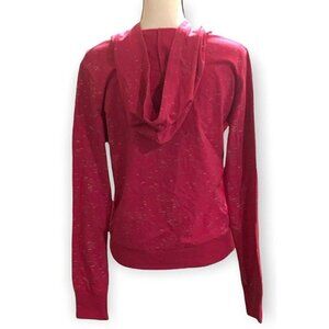 Ultra Teeze Womens Space Dye Drawstring Hoodie Size M Front Zip Fuschia